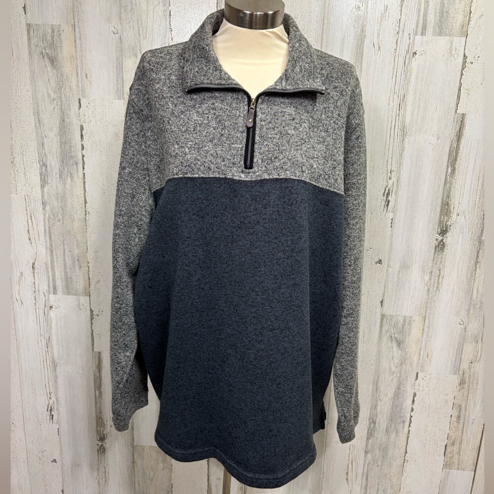 Haggar Cool 18 Tec Men's‎ Gray and Blue 1/4 Zip Sweater